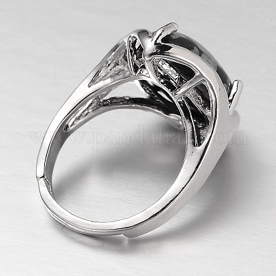 Регулируемые широкие кольца из латуни с драгоценными камнями в виде слезинки платинового тона RJEW-L062-02M-1