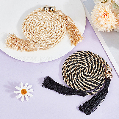 6 шт. 2-цветный нейлоновый хлопковый плетеный ремень-цепочка AJEW-CP0008-17-1