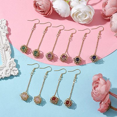 Серьги из натурального смешанного драгоценного камня EJEW-JE05660-01-1