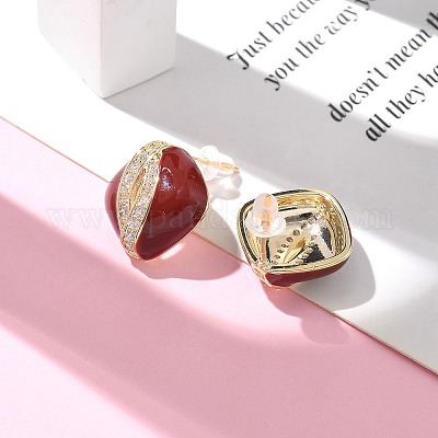 Серьги-гвоздики из латуни EJEW-B115-01G-02-1