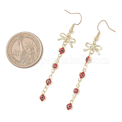 3 пара серег-подвесок в стиле лэмпворк с бантом от сглаза EJEW-JE06572-1