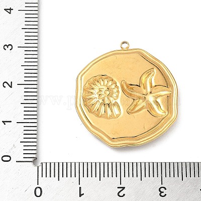 Подвески из нержавеющей стали 304 из эпоксидной смолы с натуральными ракушками и пайетками внутри STAS-L026-17G-G04-1