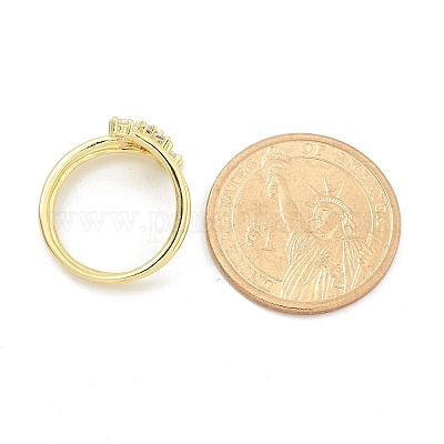 Кольца-манжеты для женщин с покрытием из латуни с микропаве из прозрачного кубического циркония RJEW-M028-83G-1