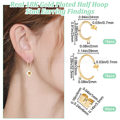 20 шт. 2 стиля латунных сережек-гвоздиков KK-BBC0012-81-1