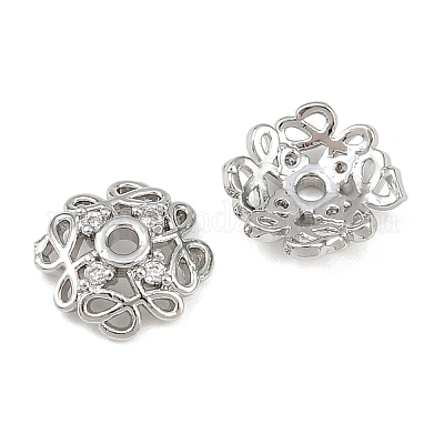 Колпачки для бусин из прозрачного кубического циркония из латуни KK-K407-44P-1