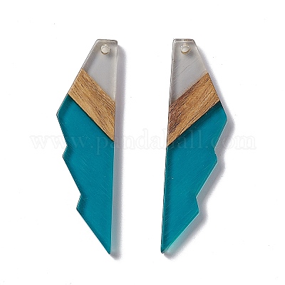 Большие подвески из прозрачной смолы и орехового дерева RESI-M027-09J-1