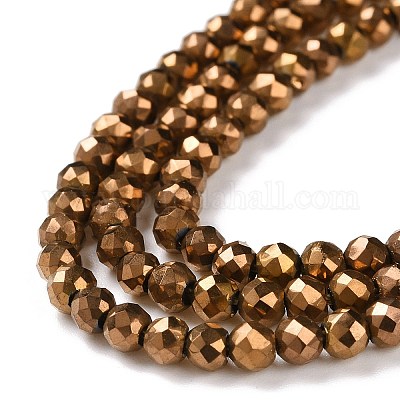 Стеклянные бусины с гальваническим покрытием  GLAA-H021-01B-FP01-1