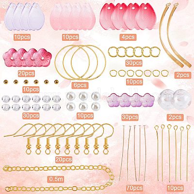 Sunnyclue 1 caja diy 10 pares de abalorios de pétalos de vidrio