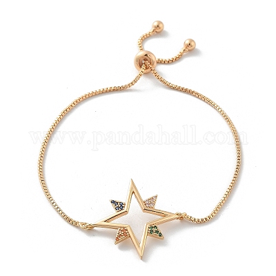 Браслеты-слайдеры из звездной латуни с микропаве из кубического циркония KK-R217-51G-1