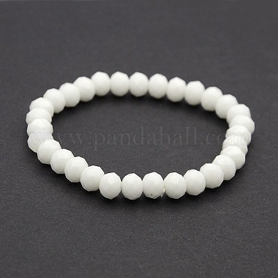 Граненые непрозрачные однотонные хрустальные бусины круглые бусины стрейч браслеты BJEW-F072-15-1