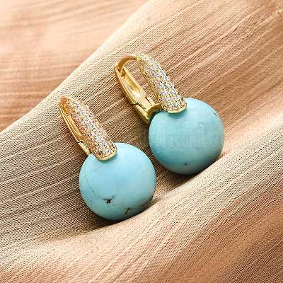 Круглые серьги-кольца из латуни с микропаве из прозрачных кубических цирконий EJEW-S274-03G-1