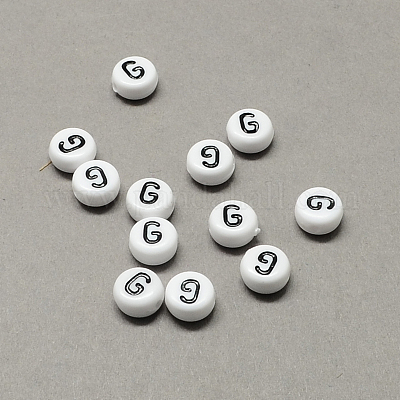 Perline con lettere a foro orizzontale in acrilico bianco e nero
