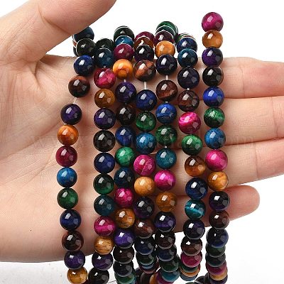 Природных тигровый глаз бисер нитей G-G101-8mm-6-1