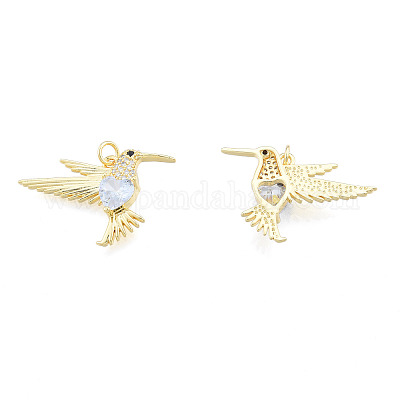 Латунные микропаве прозрачные подвески с фианитом ZIRC-N039-267-1