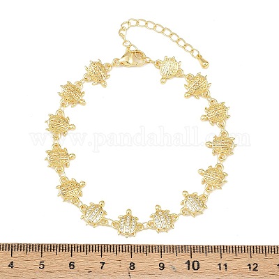 Латунные браслеты-цепочки с микропаве из прозрачных кубических цирконий для женщин BJEW-A090-11A-G-1