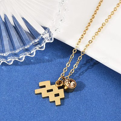 Ожерелья с подвеской в виде созвездия из нержавеющей стали 304 с дрелью из стекла и камнями рождения STAS-D305-08G-K-1