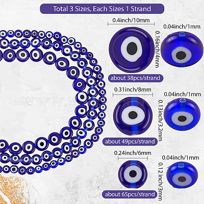 3 нити 3 стиля ручная работа сглаз лэмпворк плоские круглые бусины нити LAMP-LT0001-13-1