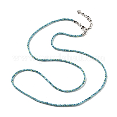 Изготовление ожерелья из плетеного круглого полихлопкового шнура толщиной 2 мм с застежками-клешнями из сплава и железными цепочками на концах NJEW-Q031-01C-1