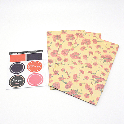 Бумажные пакеты с цветочным узором CARB-WH0009-11D-1