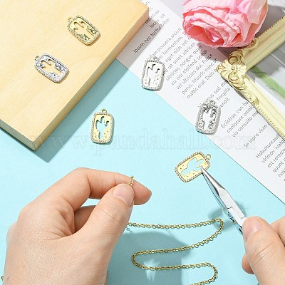 6 шт. 2 цвета латунные подвески с микропаве и кубическим цирконием KK-CJ0003-22-1