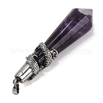 Большие подвески с натуральным аметистом G-Q184-02K-AS-1