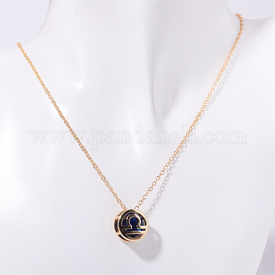 Латунные плоские круглые ожерелья с подвесками в виде созвездий из синего кубического циркония WGDD0B3-03-1