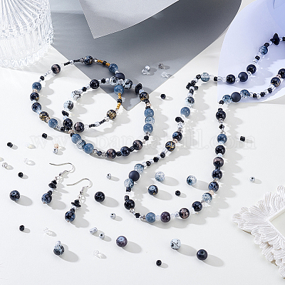 Наборы фурнитуры из имитирующего австрийский хрусталь биконуса и смешанных стеклянных бусин GLAA-GA0002-32-1