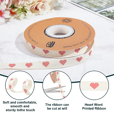 30 ярд хлопковой ленты с принтом в форме сердца OCOR-WH0086-87F-1