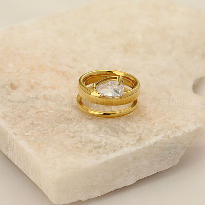 Кольца из нержавеющей стали 304 с паве из кубических цирконий FS-WGB14C4-06-1