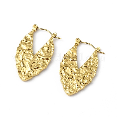 Ионное покрытие (ip) 304 нержавеющая сталь серьги-кольца в форме капли для женщин EJEW-I284-15G-1