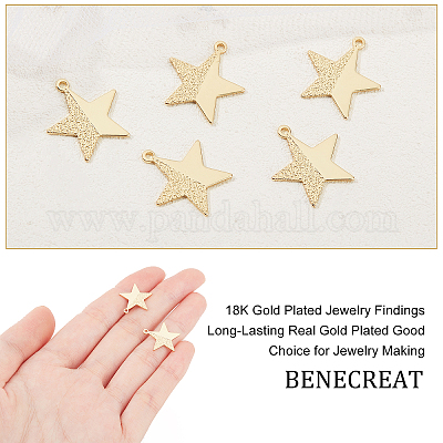 Shop BENECREAT 20Pcs Textured Mini Star Charms 18K Gold Plated