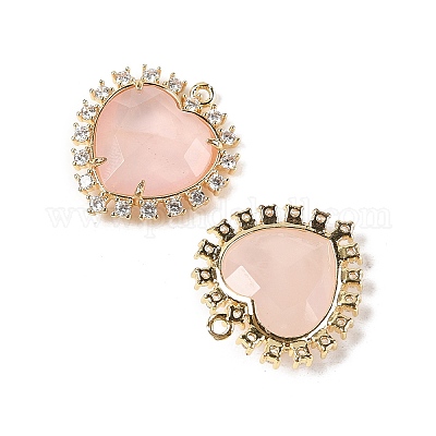 Подвески в форме сердца из натурального розового кварца G-I382-03G-02-1