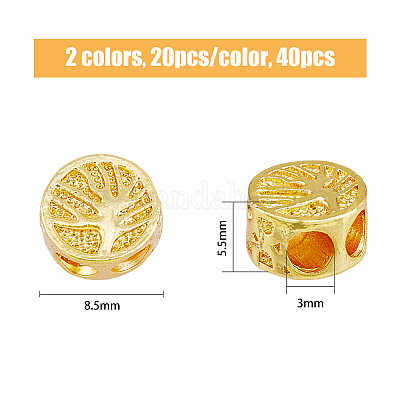 40шт 2 цвета латунные бусины KK-FH0005-64-1