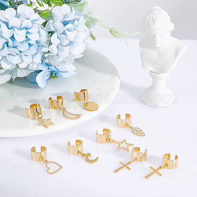 8 пара 8-х стильных серег-манжет из нержавеющей стали 304 EJEW-UN00004-1