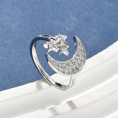 Манжеты из латуни с микро паве кубический цирконий для женщин RJEW-D322-04P-1