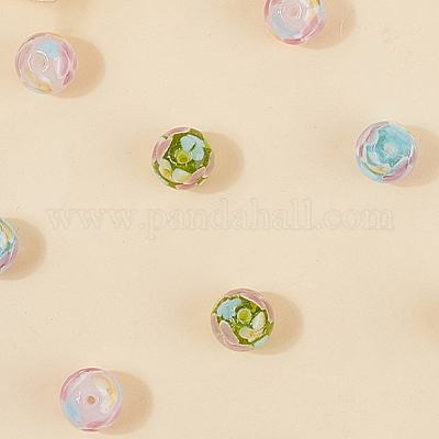 30 шт. 3-х цветные круглые бусины лэмпворк LAMP-LT0001-01-1