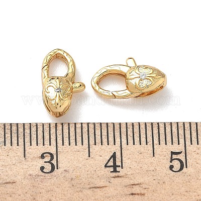 Овальные латунные микро проложить кубического циркония когтя омара застежками KK-Z136-22G-03-1