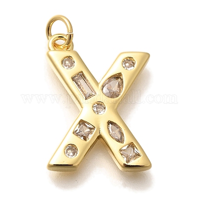 Латунные микропаве прозрачные подвески с фианитом KK-G521-01G-X-1