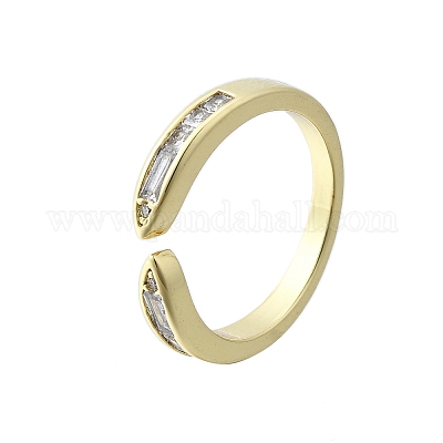 Открытые манжеты из латуни с микропаве и прозрачным цирконием для женщин RJEW-F179-06G-1