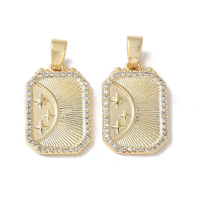 Латунные микропаве прозрачные подвески с фианитом KK-Q031-27G-1