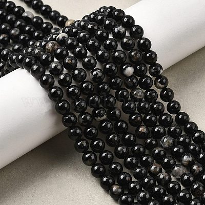 Натуральный черный турмалин бисер нитей X-G-F666-05-6mm-1