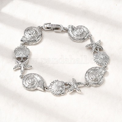 Летние пляжные браслеты-цепочки с микропаве из латуни BJEW-C118-02A-P-1