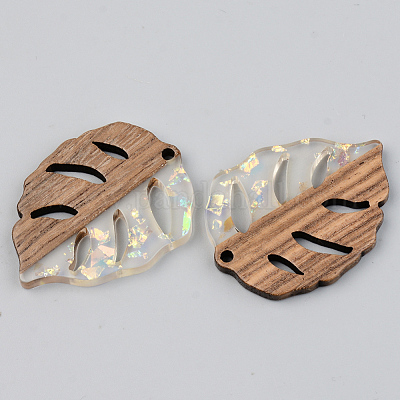 Подвески из прозрачной смолы и ореха X-RESI-S389-003A-E01-1