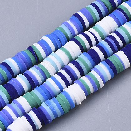 Handmade Polymer Clay Beads Strands CLAY-R089-6mm-088-1