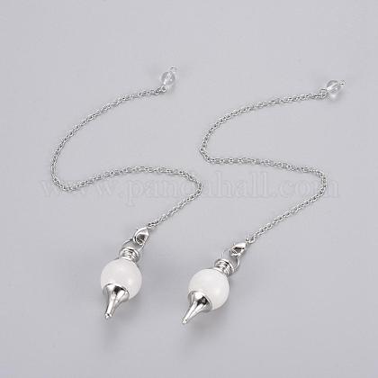 ナチュラルクリスタルダウジングペンダントペンダント プラチナ調真鍮クロスチェーン カニカン付き 225 240mmの通販 Jp Pandahall Com