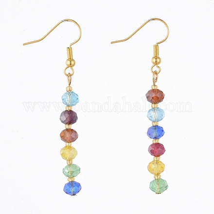 Transparent Faceted Abacus Glass Beads Dangle Earrings EJEW-JE03823-1