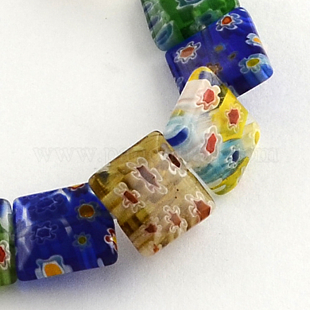 Square Handmade Millefiori Glass Beads LK-R004-47-1