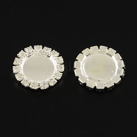 Impostazioni cabochon in vassoio di strass in ottone placcato color argento KK-Q583-10mm-1