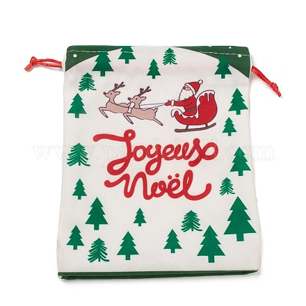 Borse di stoffa rettangolari a tema natalizio con cordoncino di iuta ABAG-P008-01E-1