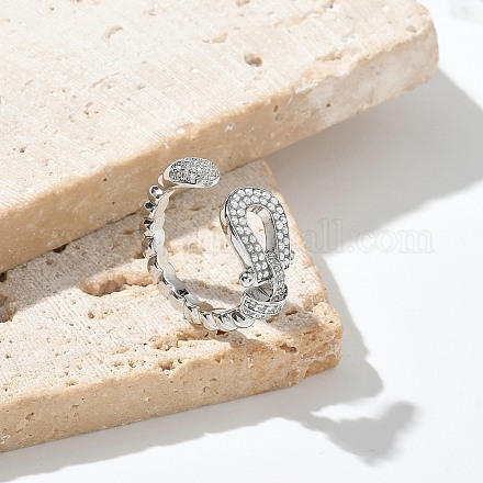 Латунные кольца из манжеты с прозрачным цирконием RJEW-U037-01P-1